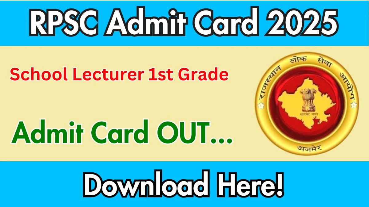 RPSC School Lecturer 1st Grade Admit Card