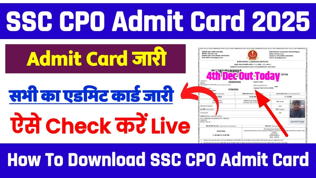 SSC CPO SI Admit Card